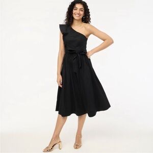 J Crew Dress 18 One-Shoulder Black